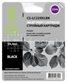 Картридж Cactus CS-LC229XLBK Black (черный) для Brother MFC-J5320DW / MFC-J5620DW / MFC-J5625DW (2400ст