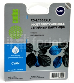 Картридж Cactus CS-LC565XLC Cyan (голубой) для Brother MFC-J2510 (14.4мл)