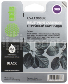 Картридж Cactus CS-LC900BK Black (черный) для Brother DCP-110 / 115 / 120 / MFC-210 / 215 / FAX-1840 (25.6мл)