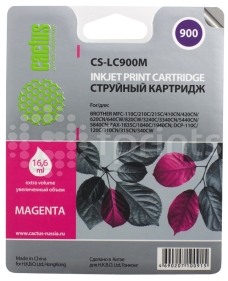 Картридж Cactus CS-LC900M Magenta (красный) для Brother DCP-110 / 115 / 120 / MFC-210 / 215 / FAX-1840 (16.6м