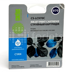 Картридж Cactus CS-LC970C Cyan (голубой) для Brother DCP-135C / 150C / MFC-235C / 260C (20мл)