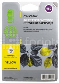 Картридж Cactus CS-LC980Y Yellow (желтый) для Brother DCP-145C / 165C / MFC-250C / 290C (16мл)