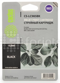 Картридж Cactus CS-LC985BK Black (черный) для Brother DCPJ315W / DCPJ515W / MFCJ265W (15мл)