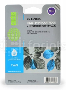 Картридж Cactus CS-LC985C Cyan (голубой) для Brother DCPJ315W / DCPJ515W / MFCJ265W (15мл)