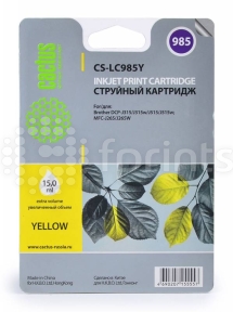 Картридж Cactus CS-LC985Y Yellow (желтый) для Brother DCPJ315W / DCPJ515W / MFCJ265W (15мл)