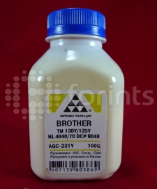 Тонер для Brother TN 130Y / 135Y HL 4040 / 50 / 70 / DCP 9040 yellow (фл. 100г) AQC фас. Россия